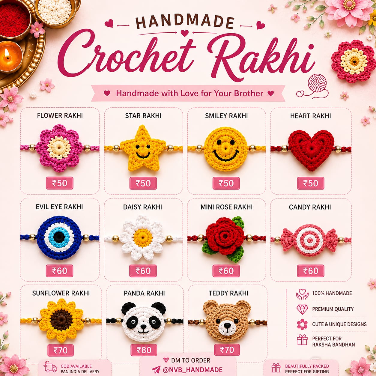 Crochet Rakhi Collection - NVB Handmade