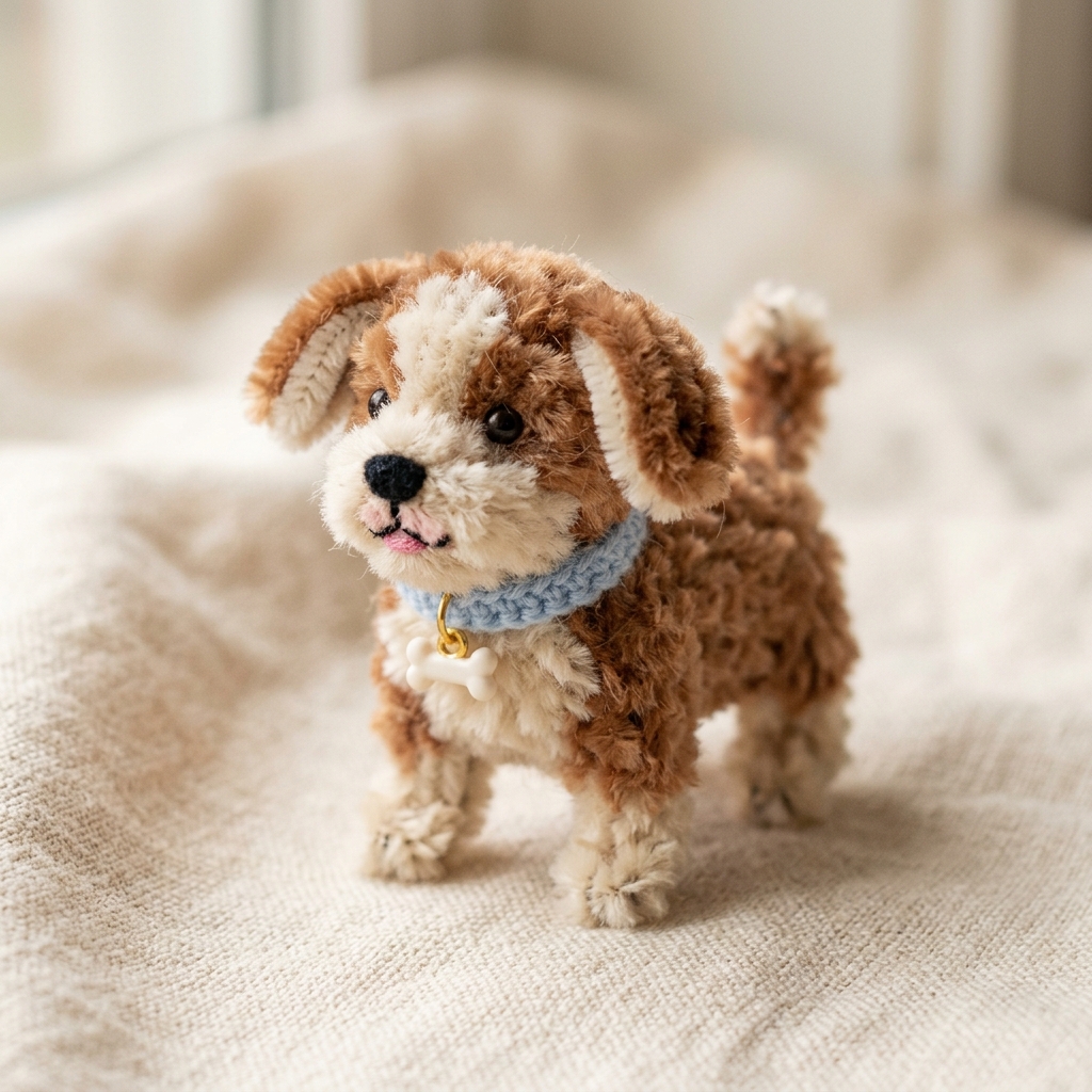 Handmade Pipe Cleaner Puppy Figurine - NVB Handmade