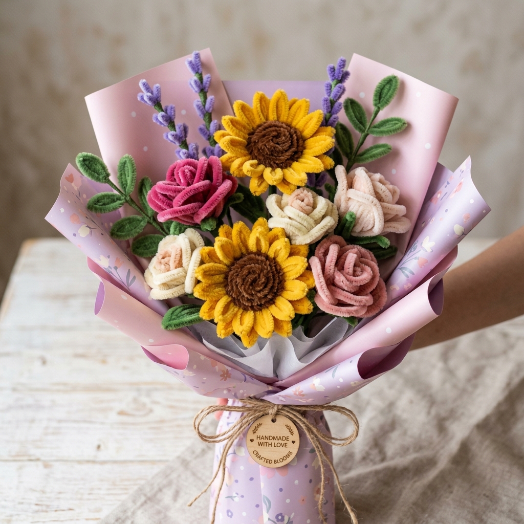 Handmade Pipe Cleaner Flower Bouquet - NVB Handmade
