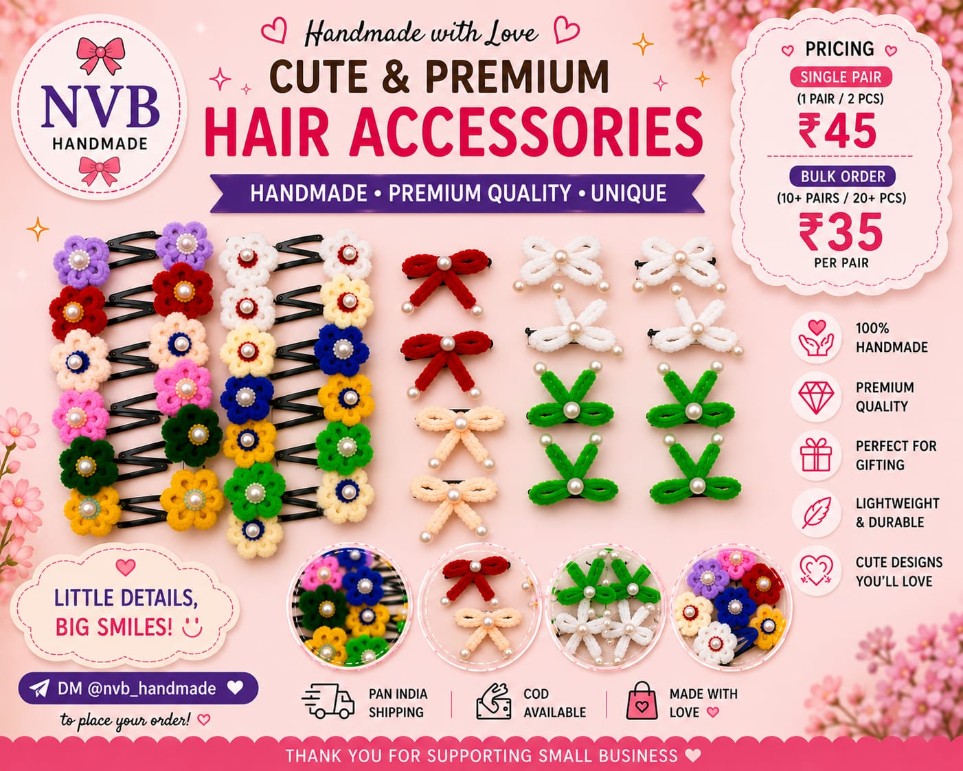 Cute Hair Accessories Collection - NVB Handmade