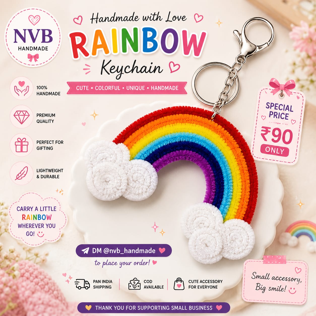 Rainbow Keychain - NVB Handmade